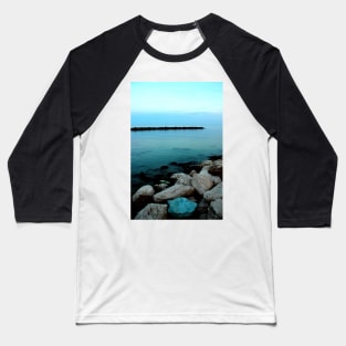 Transparent Adriatic sea with white black and blue stones Baseball T-Shirt